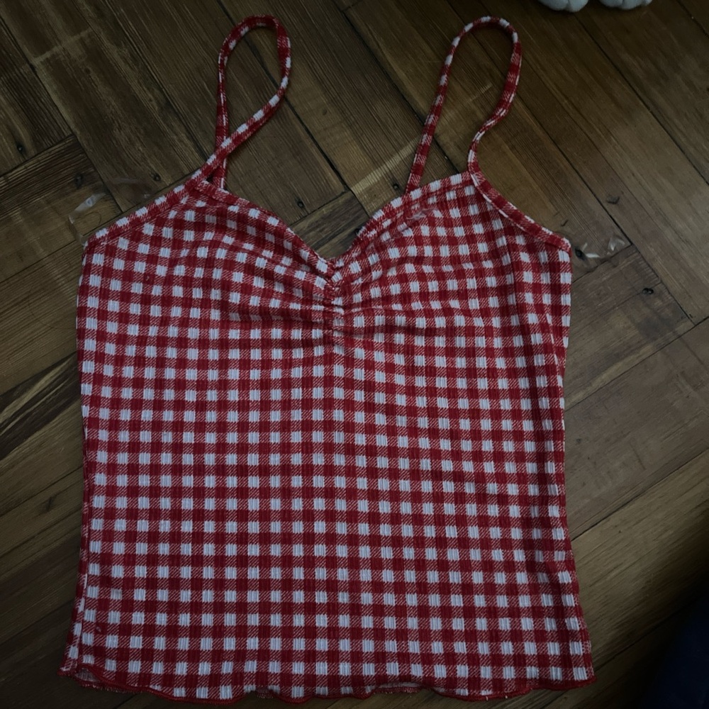 Chic Red and White Checkered Camisole